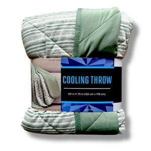 Striped Green Quilted Cooling Throw 60”x70”